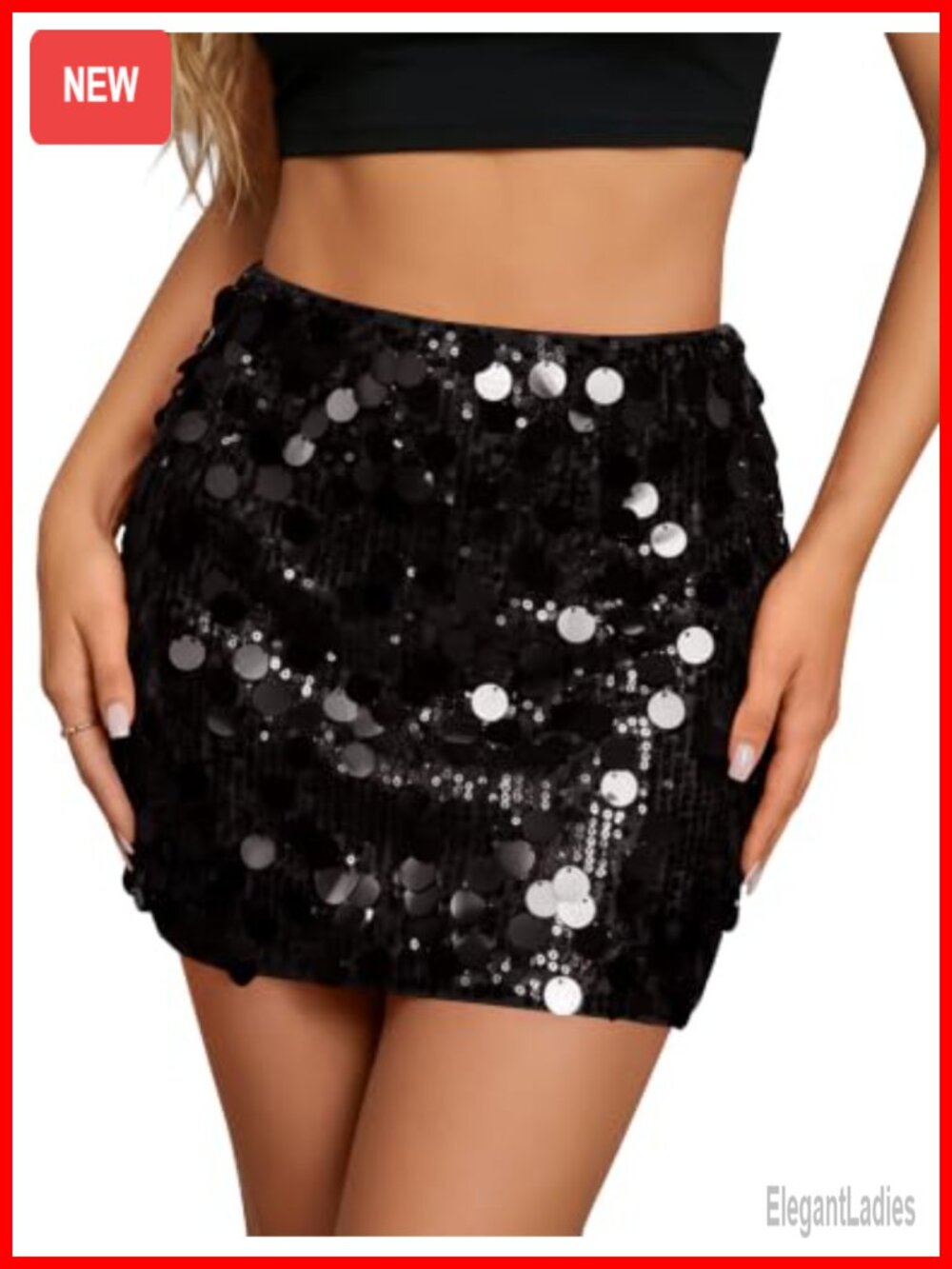 LOMON Women's Sequin Mini Skirt Bodycon Night Out Party Sparkly